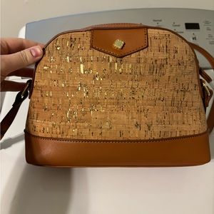 Cork and gold crossbody purse